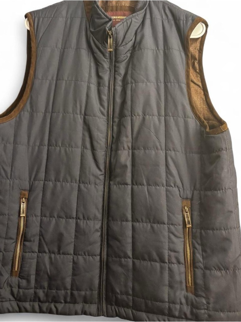 Johnston & Murphy Quilted Grey Vest, Mens Large
